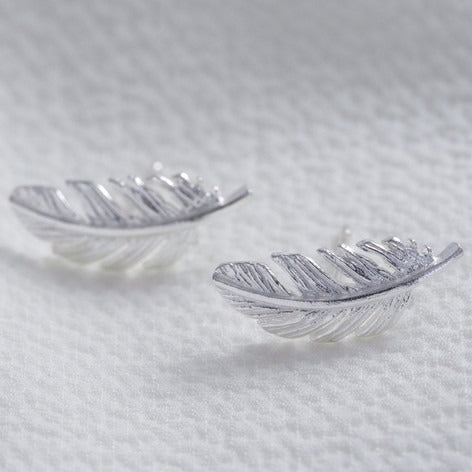 Silver feather earrings