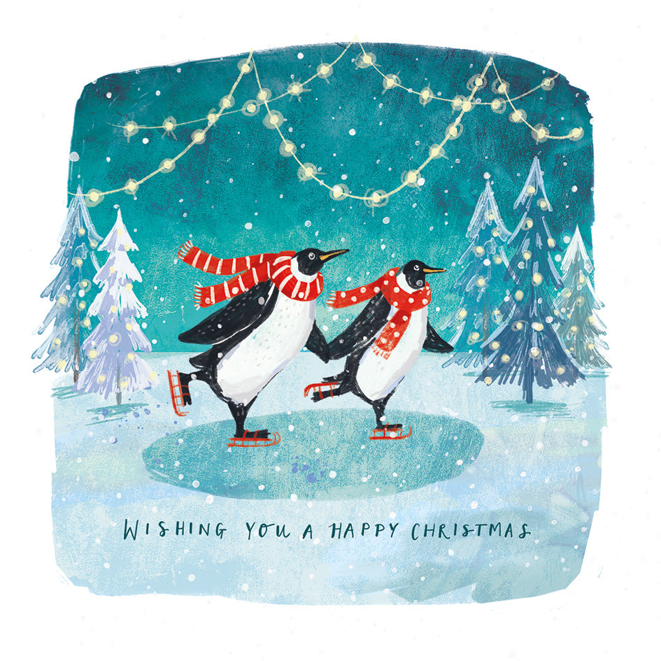 Skating Penguins Christmas Cards – Pack of 10