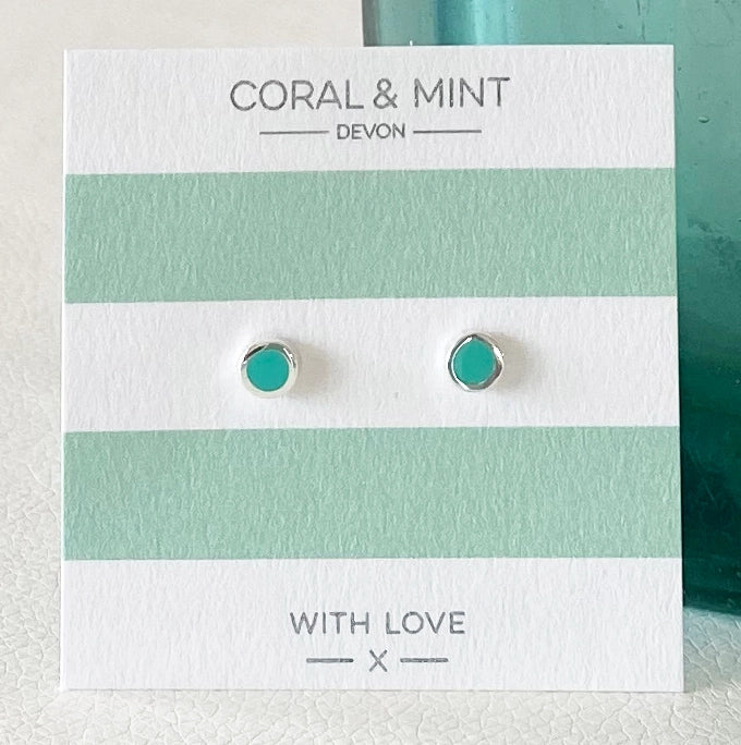 Turquoise enamel studs