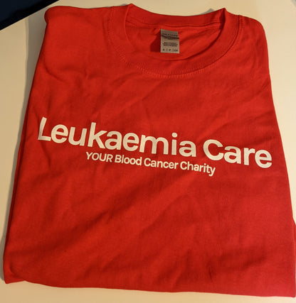 Leukaemia Care Red Short Sleeve T-shirt: Unisex fit