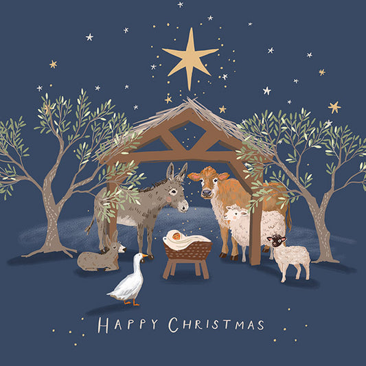 Animals at the Crib Charity Christmas Card, Pack of 10 cards